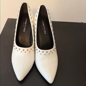 Kenneth Cole White Heels with Silver Studs
